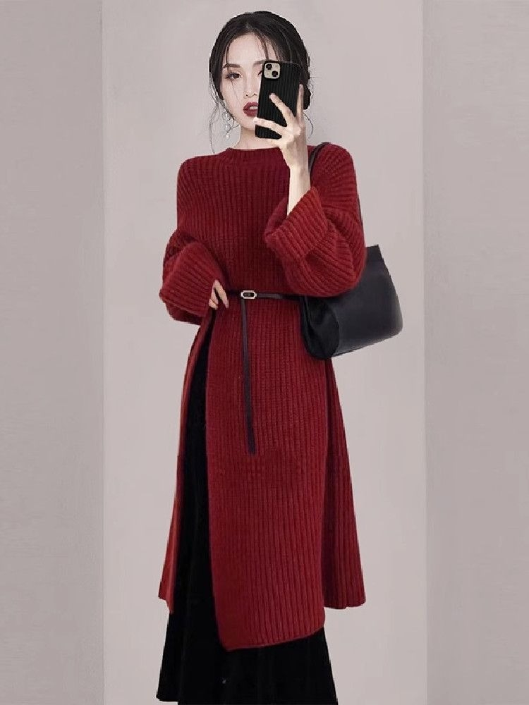 Vestido de Punto Rojo Elegante - Women'S Red Formal Wear reseña y precio